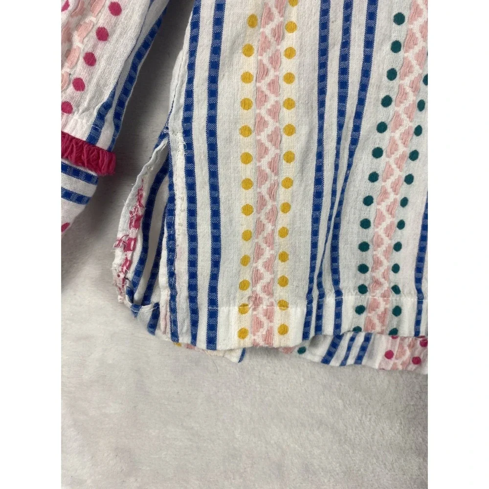 Boden Blouse Top Women Sz 4 Textured 100% Cotton Coastal‎ Boho Festival